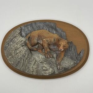Vintage 1987 Avon American Wildlife Collection Wall‎ Decoration Cougar Wood